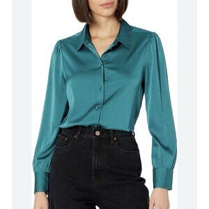 The Drop Lucywhims Shirt Pacific Teal Blouse Collar Shirt Buttons Large New 1E